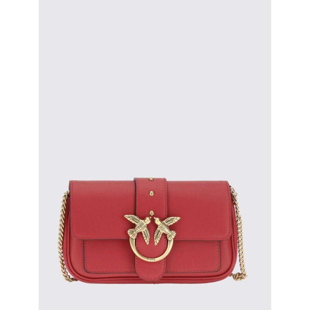 Pinko Women Love Bag One Mini Leather Crossbody Bag Pinko With Love Birds Logo